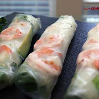 rollitos de camaron, camaron, viet rolls, comiendo rico,
